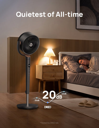 Pedestal Fans for Home, 8 Speeds, 3 Modes, 120°+120° Oscillating Quiet Fan for Bedroom, 80Ft Standing Floor Fan with Remote, DC Motor 23Db, 8H Timer, 35-40 Inch Adjustable Height